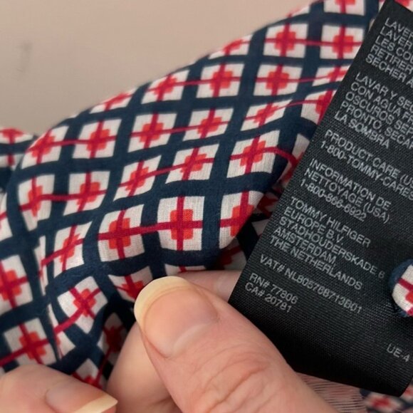 Tommy Hilfiger Women's Blouse short sleeve Square neck Geometric Print Size US 4 - Picture 9 of 14